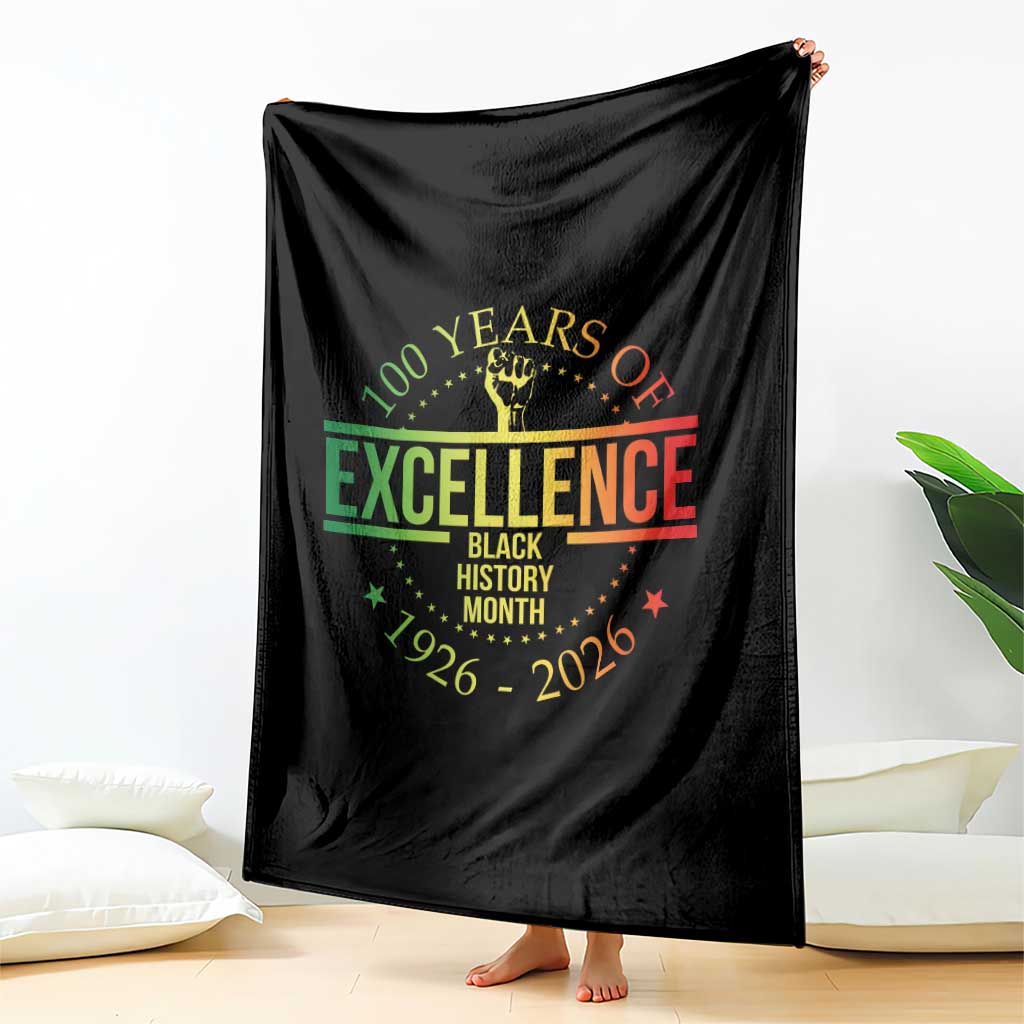 100 Years Of Excellence Black History Month 1926 2026 Throw Blanket TS11 Print Your Wear