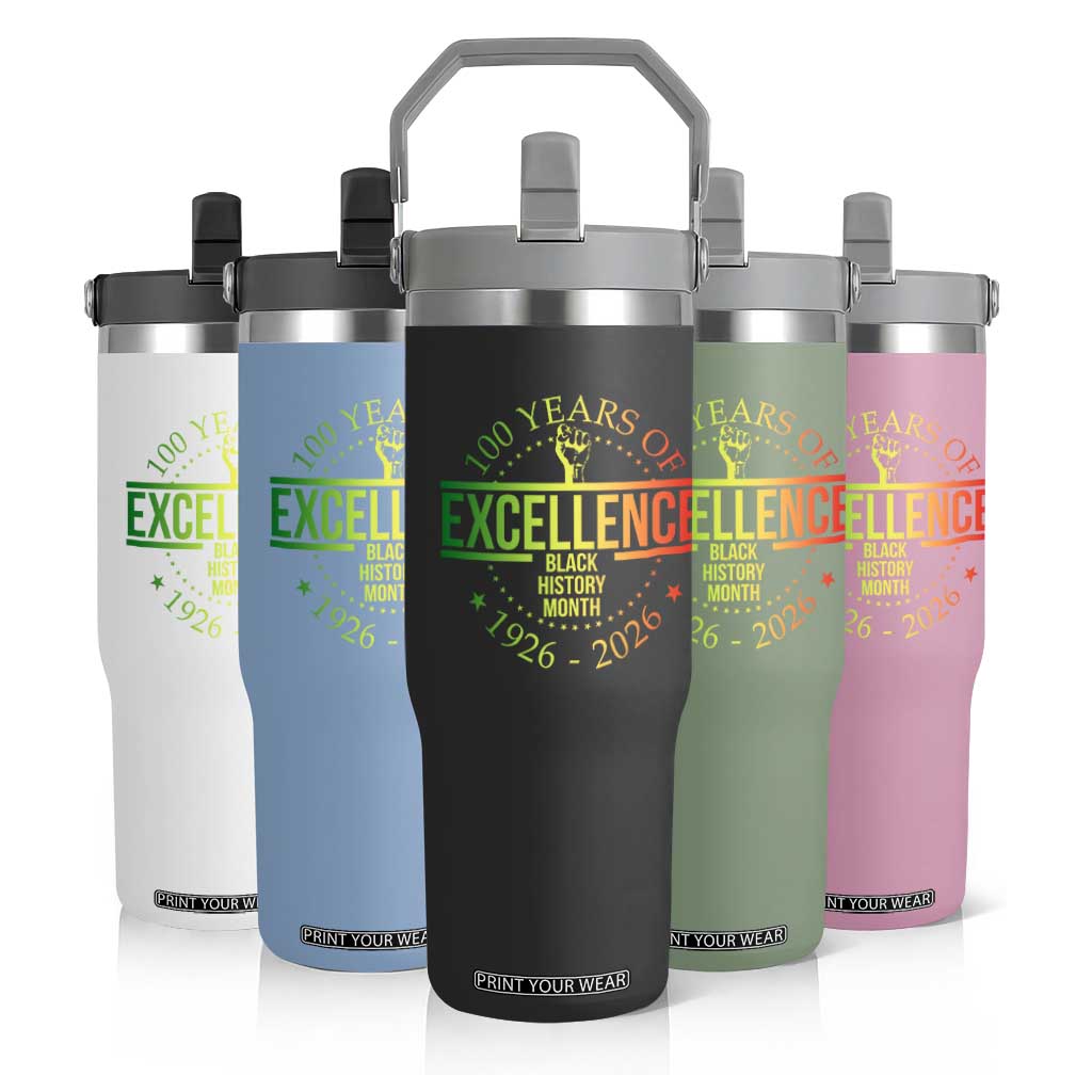100 Years Of Excellence Black History Month 1926 2026 Flip Straw Tumbler TS11 Print Your Wear