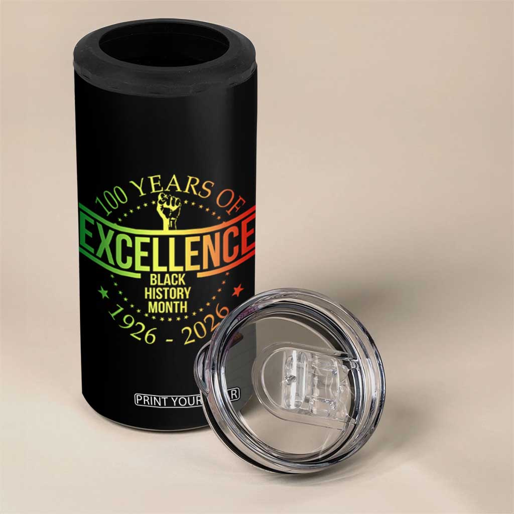 100 Years Of Excellence Black History Month 1926 2026 4 in 1 Can Cooler Tumbler TS11 Print Your Wear