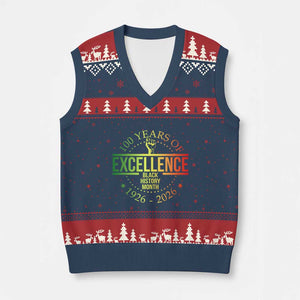 100 Years Of Excellence Black History Month 1926 2026 V-Neck Knit Sweater Vest TS11 Navy Red Print Your Wear