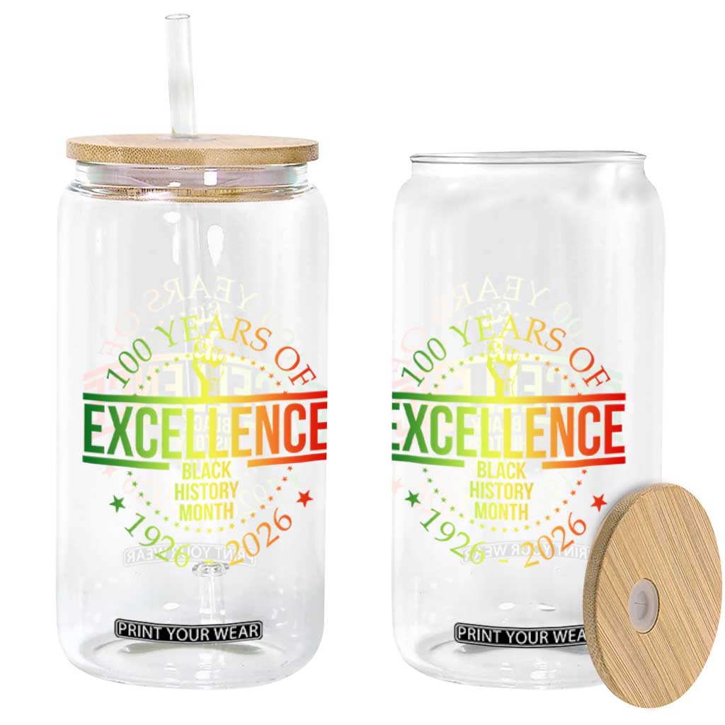 100 Years Of Excellence Black History Month 1926 2026 Glass Can TS11 Print Your Wear