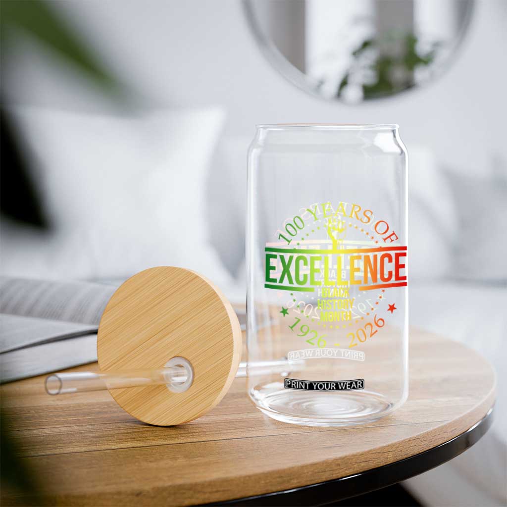 100 Years Of Excellence Black History Month 1926 2026 Glass Can TS11 Print Your Wear