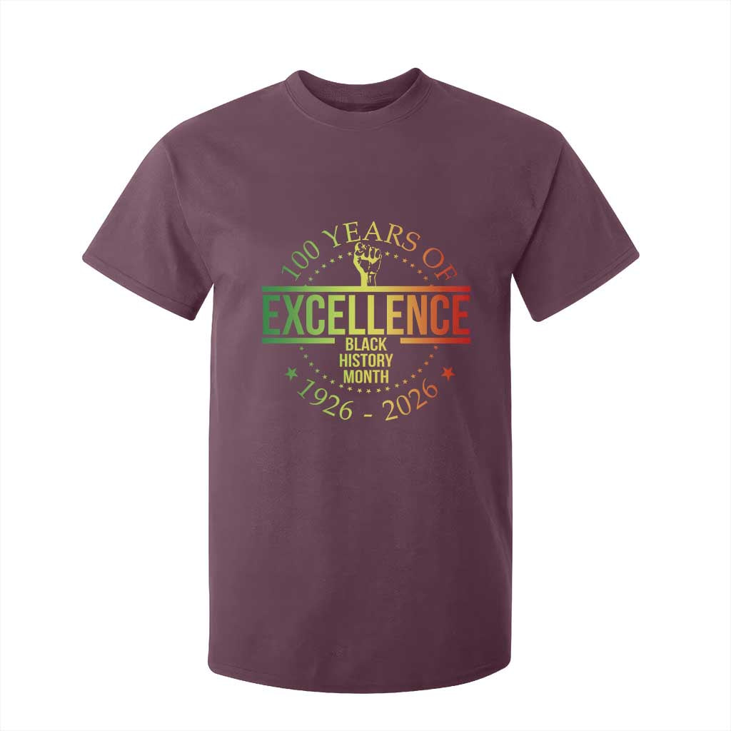 100 Years Of Excellence Black History Month 1926 2026 T Shirt For Kid TS11 Maroon Print Your Wear