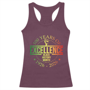 100 Years Of Excellence Black History Month 1926 2026 Racerback Tank Top TS11 Maroon Print Your Wear