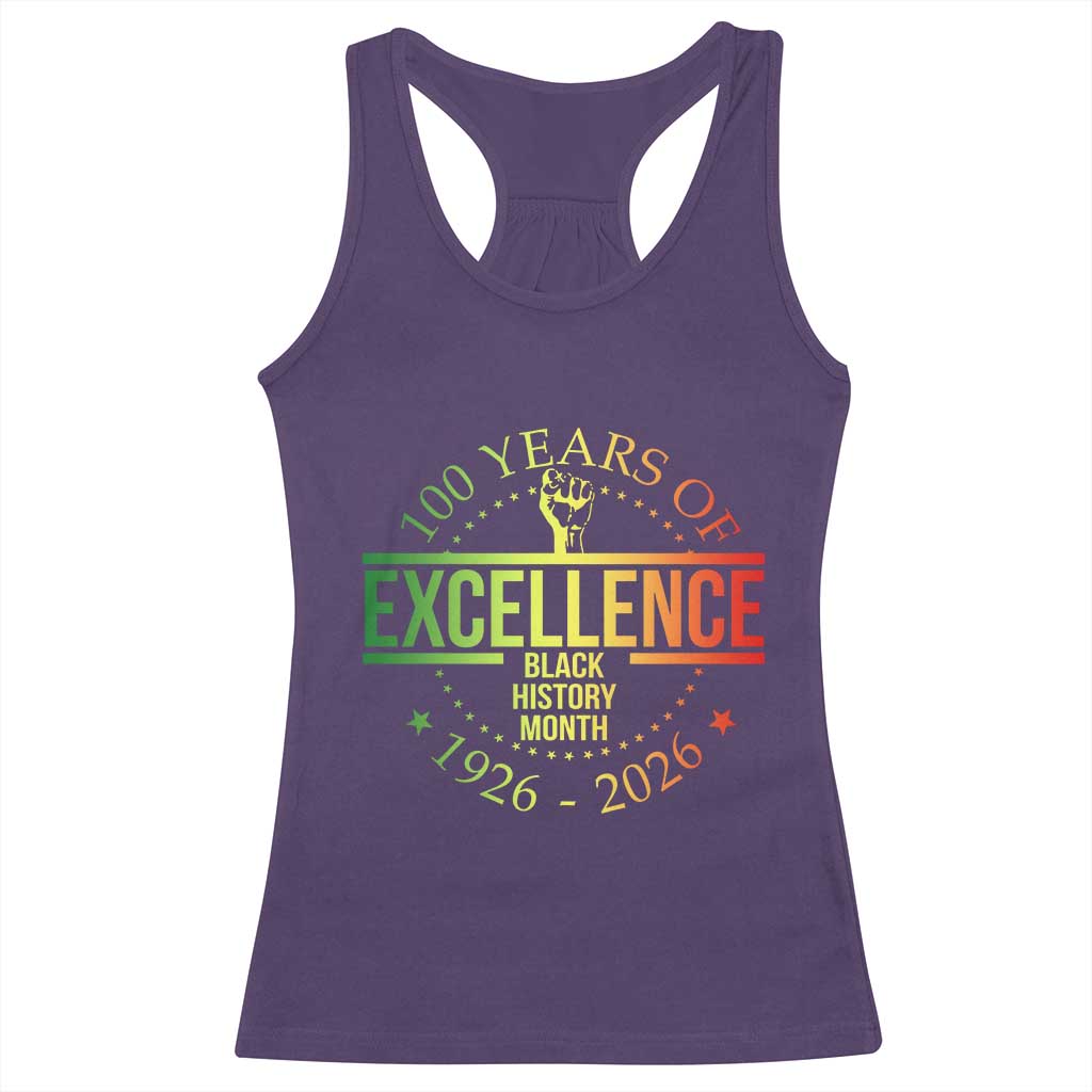 100 Years Of Excellence Black History Month 1926 2026 Racerback Tank Top TS11 Purple Print Your Wear