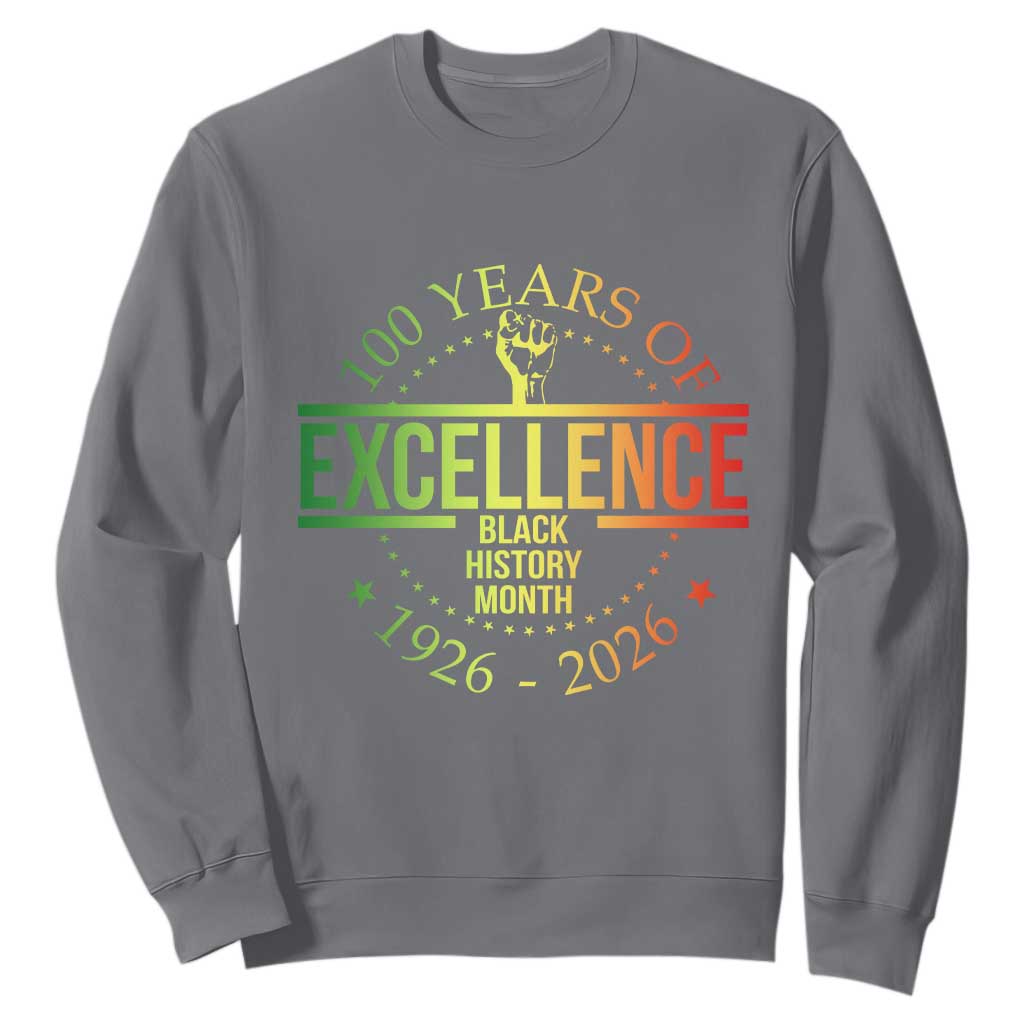 100 Years Of Excellence Black History Month 1926 2026 Sweatshirt TS11 Charcoal Print Your Wear