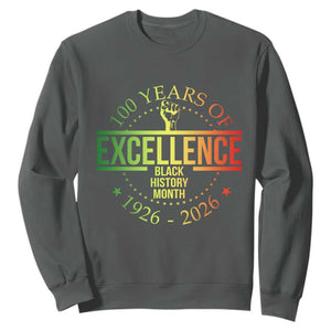 100 Years Of Excellence Black History Month 1926 2026 Sweatshirt TS11 Dark Heather Print Your Wear