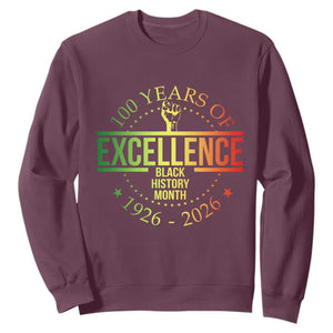 100 Years Of Excellence Black History Month 1926 2026 Sweatshirt TS11 Maroon Print Your Wear