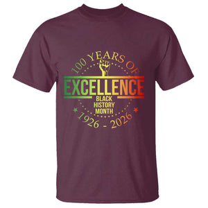 100 Years Of Excellence Black History Month 1926 2026 T Shirt TS11 Maroon Print Your Wear