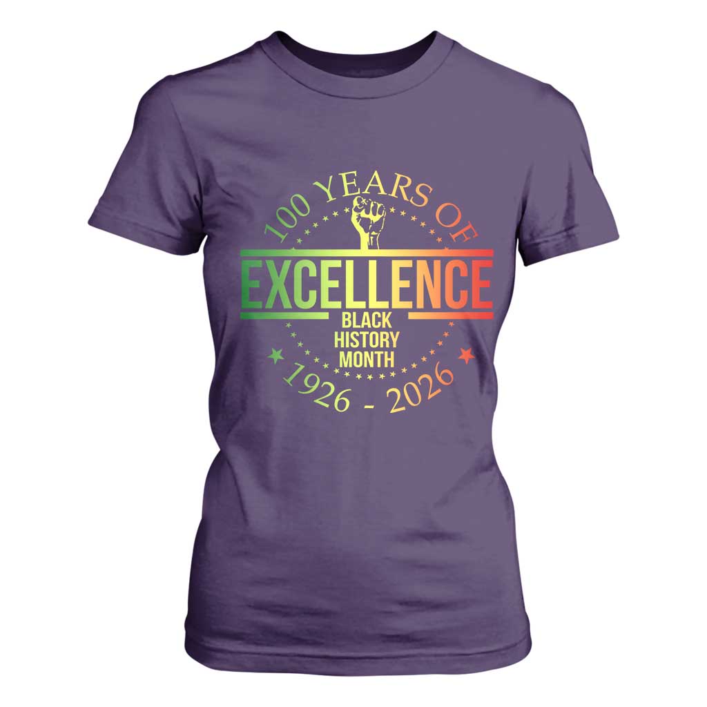 100 Years Of Excellence Black History Month 1926 2026 T Shirt For Women TS11 Purple Print Your Wear