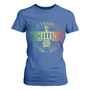 100 Years Of Excellence Black History Month 1926 2026 T Shirt For Women TS11 Royal Blue Print Your Wear