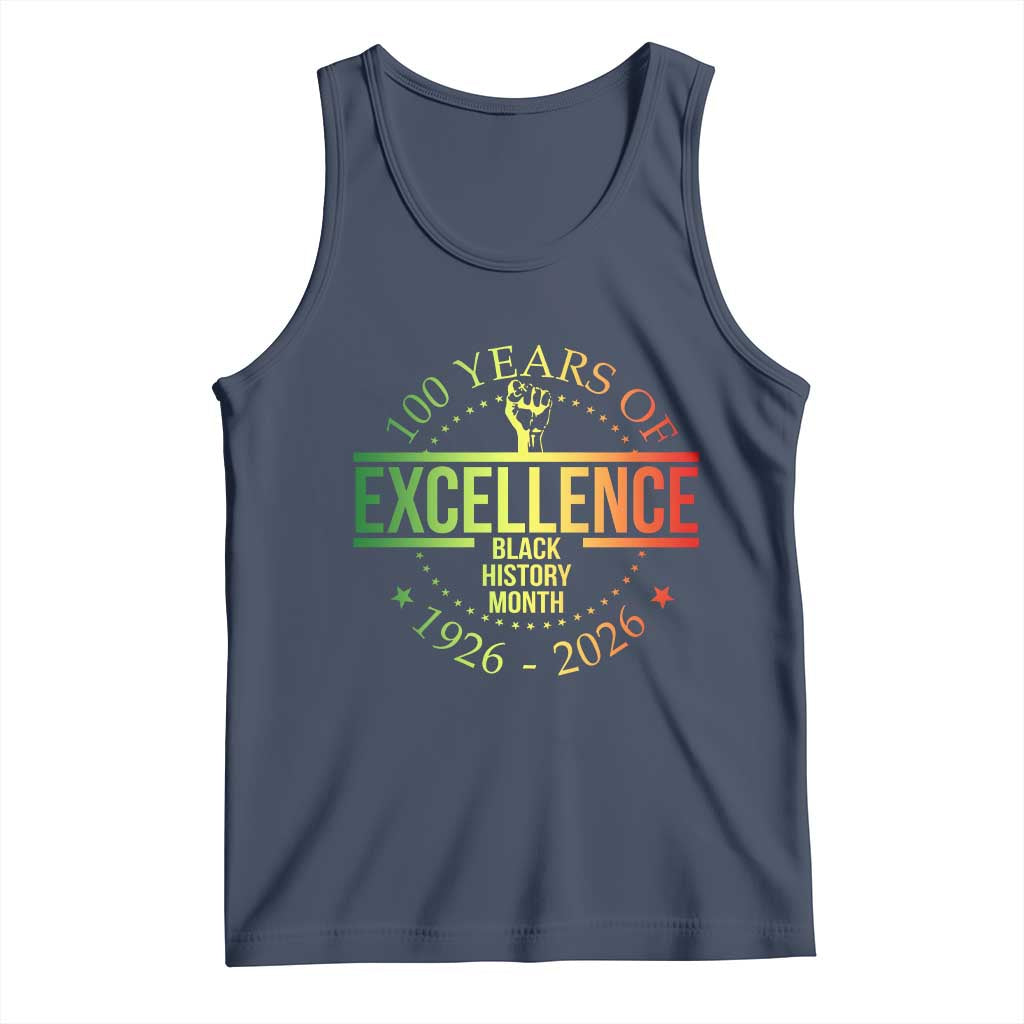 100 Years Of Excellence Black History Month 1926 2026 Tank Top TS11 Navy Print Your Wear