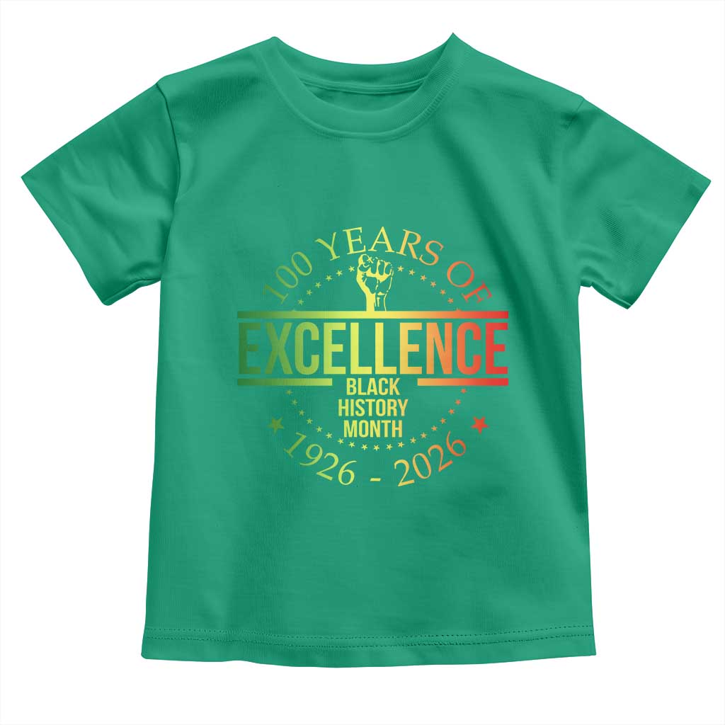 100 Years Of Excellence Black History Month 1926 2026 Toddler T Shirt TS11 Irish Green Print Your Wear