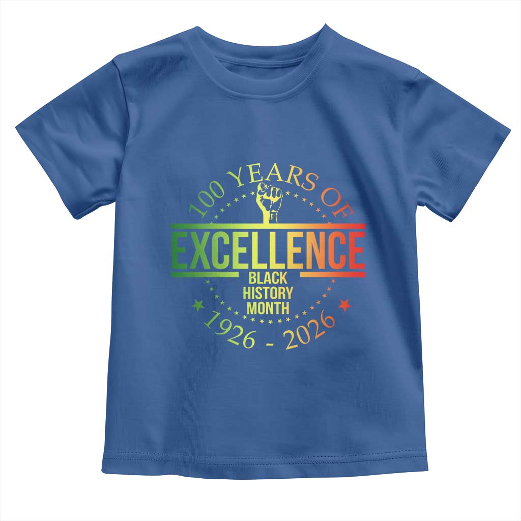 100 Years Of Excellence Black History Month 1926 2026 Toddler T Shirt TS11 Royal Blue Print Your Wear