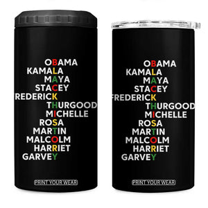 Black History Leaders 4 in 1 Can Cooler Tumbler Obama Kamala Maya Stacey Frederick Thurgood Michelle TS11 One Size: 16 oz Black Print Your Wear