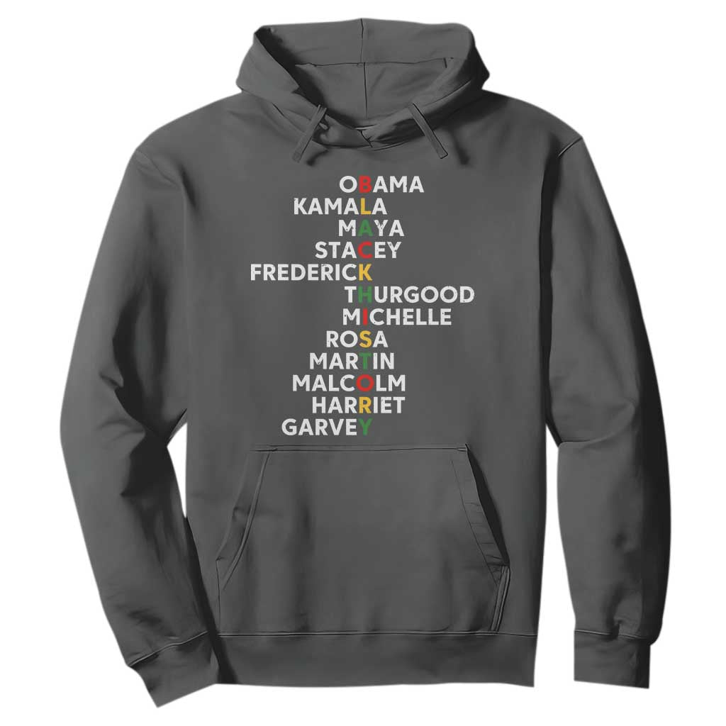 Black History Leaders Hoodie Obama Kamala Maya Stacey Frederick Thurgood Michelle TS11 Dark Heather Print Your Wear