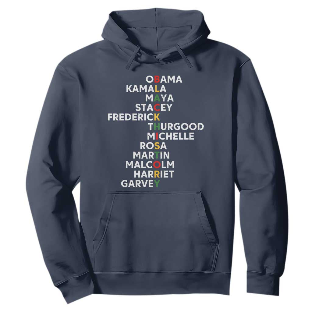Black History Leaders Hoodie Obama Kamala Maya Stacey Frederick Thurgood Michelle TS11 Navy Print Your Wear