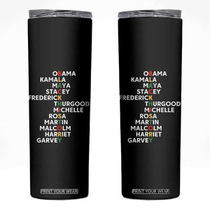 Black History Leaders Skinny Tumbler Obama Kamala Maya Stacey Frederick Thurgood Michelle TS11 Black Print Your Wear