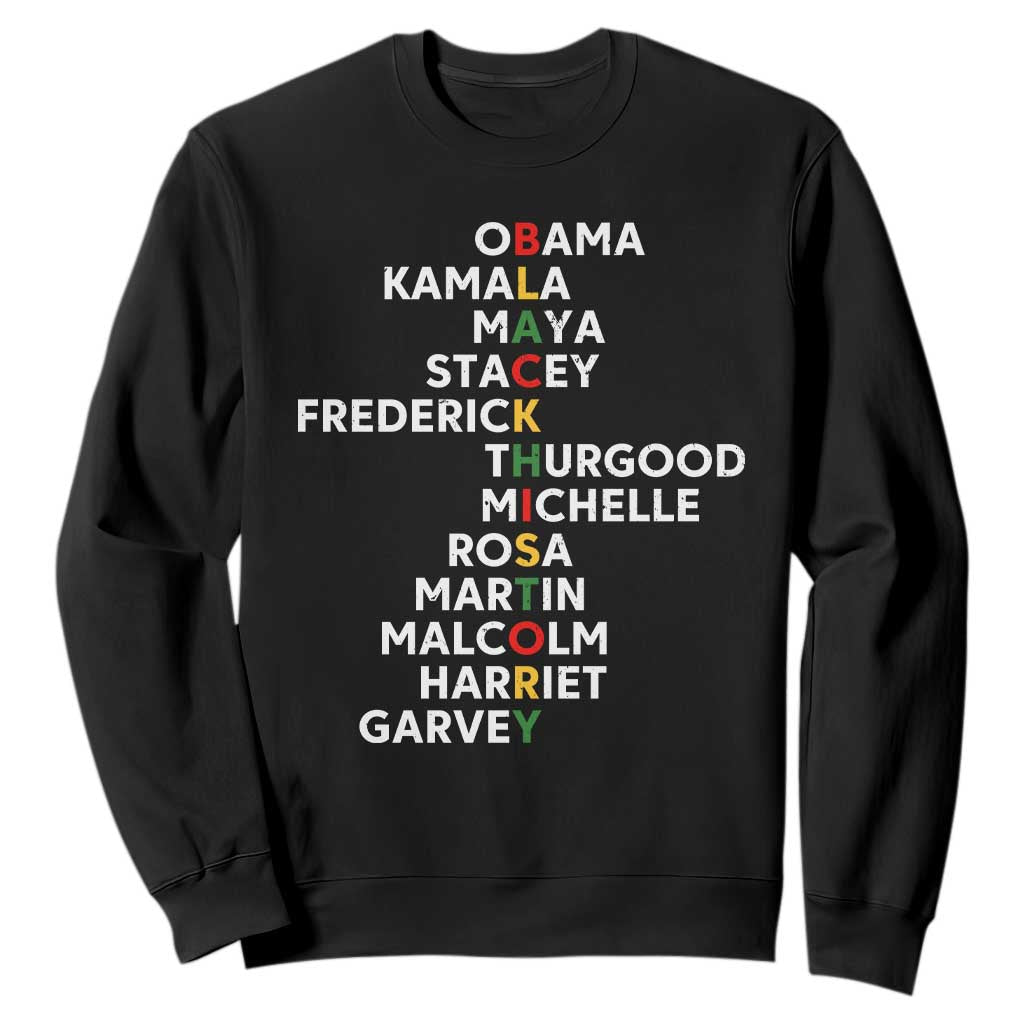 Black History Leaders Sweatshirt Obama Kamala Maya Stacey Frederick Thurgood Michelle TS11 Black Print Your Wear