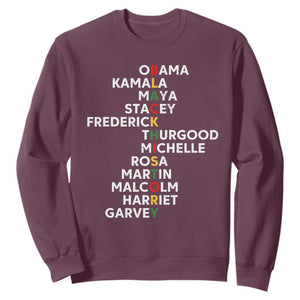 Black History Leaders Sweatshirt Obama Kamala Maya Stacey Frederick Thurgood Michelle TS11 Maroon Print Your Wear