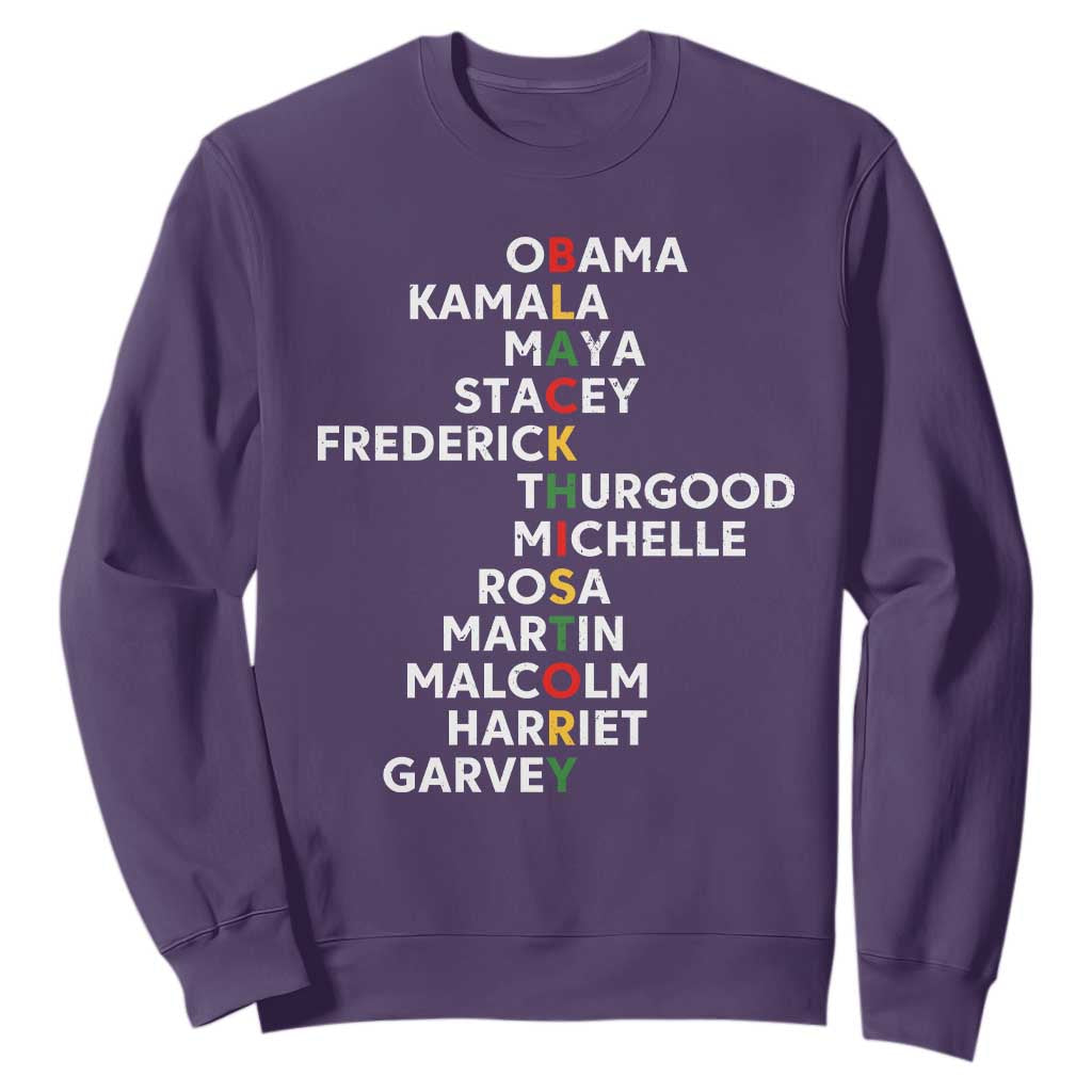 Black History Leaders Sweatshirt Obama Kamala Maya Stacey Frederick Thurgood Michelle TS11 Purple Print Your Wear