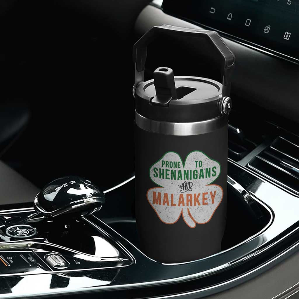 Prone to Shenanigans and Malarkey Flip Straw Tumbler Funny St Patricks Day Shamrock TS11 Print Your Wear