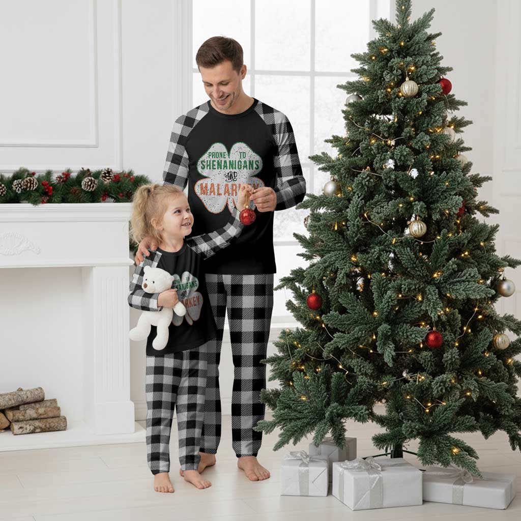 Prone to Shenanigans and Malarkey Plaid Pajama Set Funny St Patricks Day Shamrock TS11 White Plaid Print Your Wear