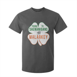 Prone to Shenanigans and Malarkey T Shirt For Kid Funny St Patricks Day Shamrock TS11 Dark Heather Print Your Wear