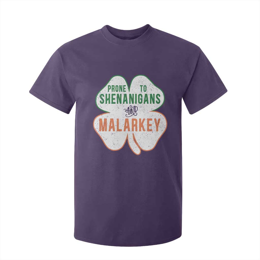 Prone to Shenanigans and Malarkey T Shirt For Kid Funny St Patricks Day Shamrock TS11 Purple Print Your Wear