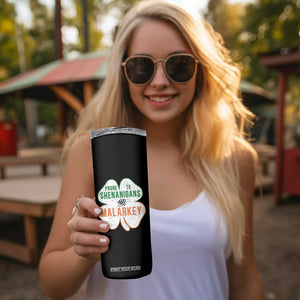 Prone to Shenanigans and Malarkey Skinny Tumbler Funny St Patricks Day Shamrock TS11 Print Your Wear