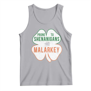 Prone to Shenanigans and Malarkey Tank Top Funny St Patricks Day Shamrock TS11 Athletic Heather Print Your Wear