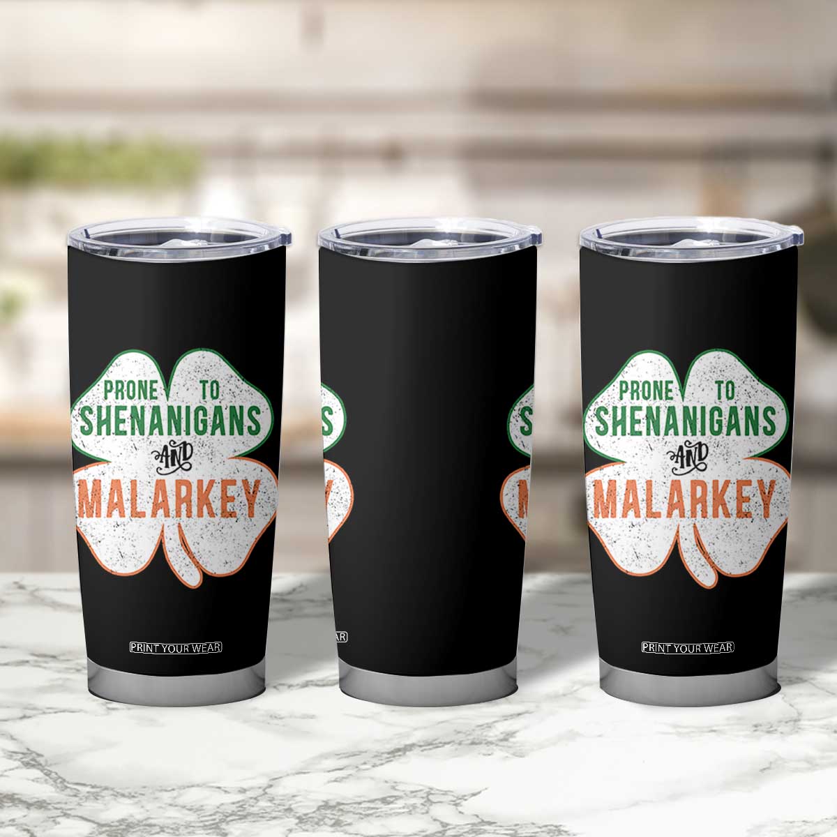 Prone to Shenanigans and Malarkey Tumbler Cup Funny St Patricks Day Shamrock TS11 Print Your Wear