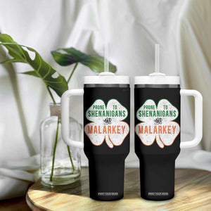 Prone to Shenanigans and Malarkey Tumbler With Handle Funny St Patricks Day Shamrock TS11 Print Your Wear