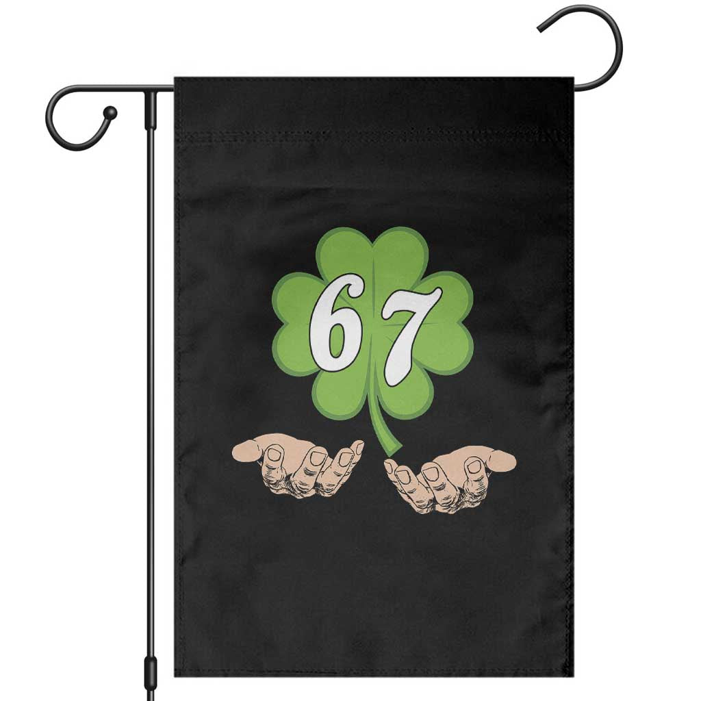 67 St Patricks Day Garden Flag Six Seven Meme Shamrock Hand Gesture TS11 Black Print Your Wear