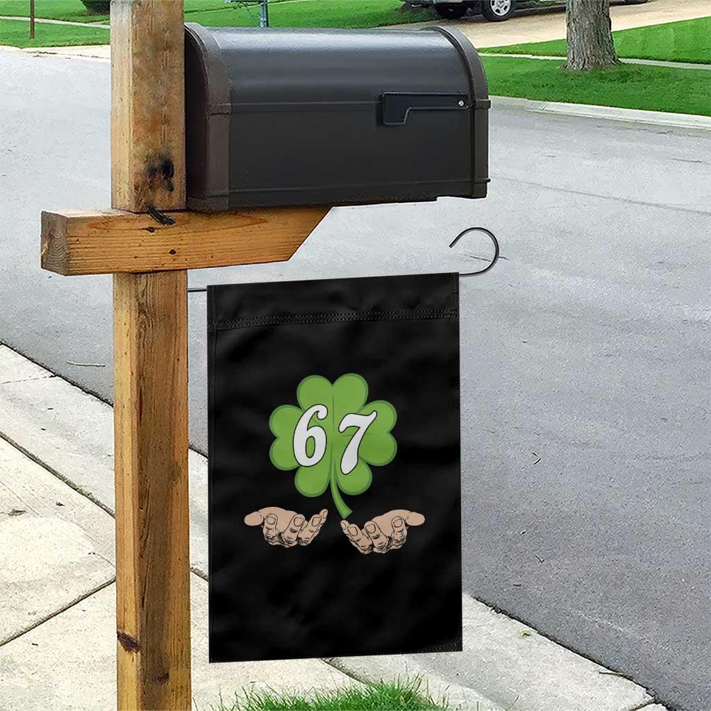 67 St Patricks Day Garden Flag Six Seven Meme Shamrock Hand Gesture TS11 Print Your Wear