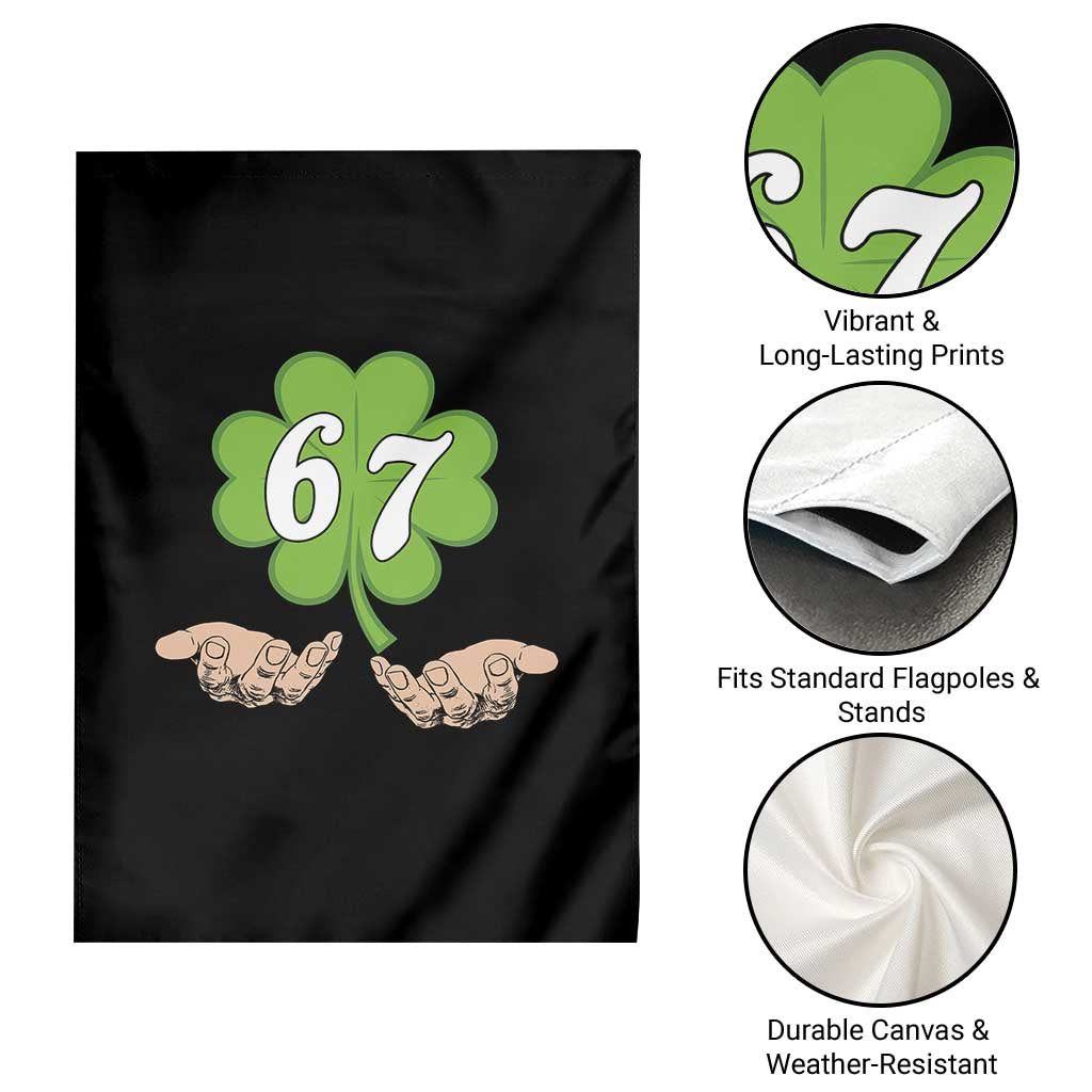 67 St Patricks Day Garden Flag Six Seven Meme Shamrock Hand Gesture TS11 Print Your Wear