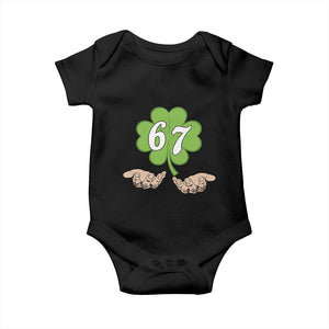 67 St Patricks Day Baby Onesie Six Seven Meme Shamrock Hand Gesture TS11 Black Print Your Wear