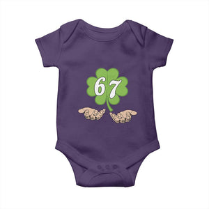 67 St Patricks Day Baby Onesie Six Seven Meme Shamrock Hand Gesture TS11 Purple Print Your Wear