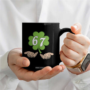 67 St Patricks Day Coffee Mug Six Seven Meme Shamrock Hand Gesture TS11 Print Your Wear