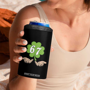 67 St Patricks Day 4 in 1 Can Cooler Tumbler Six Seven Meme Shamrock Hand Gesture TS11 Print Your Wear