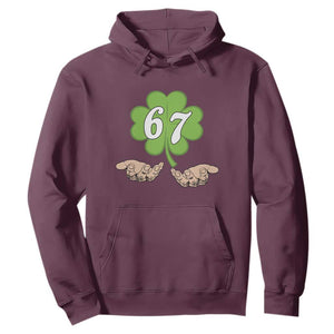 67 St Patricks Day Hoodie Six Seven Meme Shamrock Hand Gesture TS11 Maroon Print Your Wear