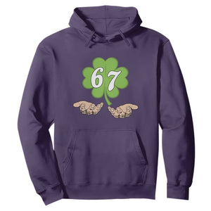 67 St Patricks Day Hoodie Six Seven Meme Shamrock Hand Gesture TS11 Purple Print Your Wear