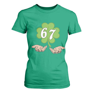 67 St Patricks Day T Shirt For Women Six Seven Meme Shamrock Hand Gesture TS11 Irish Green Print Your Wear