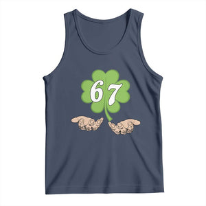 67 St Patricks Day Tank Top Six Seven Meme Shamrock Hand Gesture TS11 Navy Print Your Wear