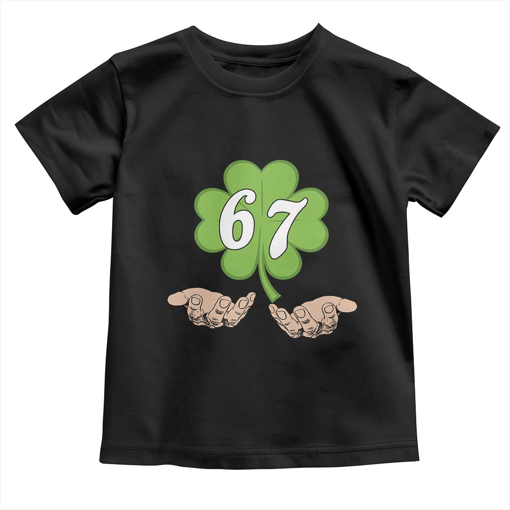 67 St Patricks Day Toddler T Shirt Six Seven Meme Shamrock Hand Gesture TS11 Black Print Your Wear