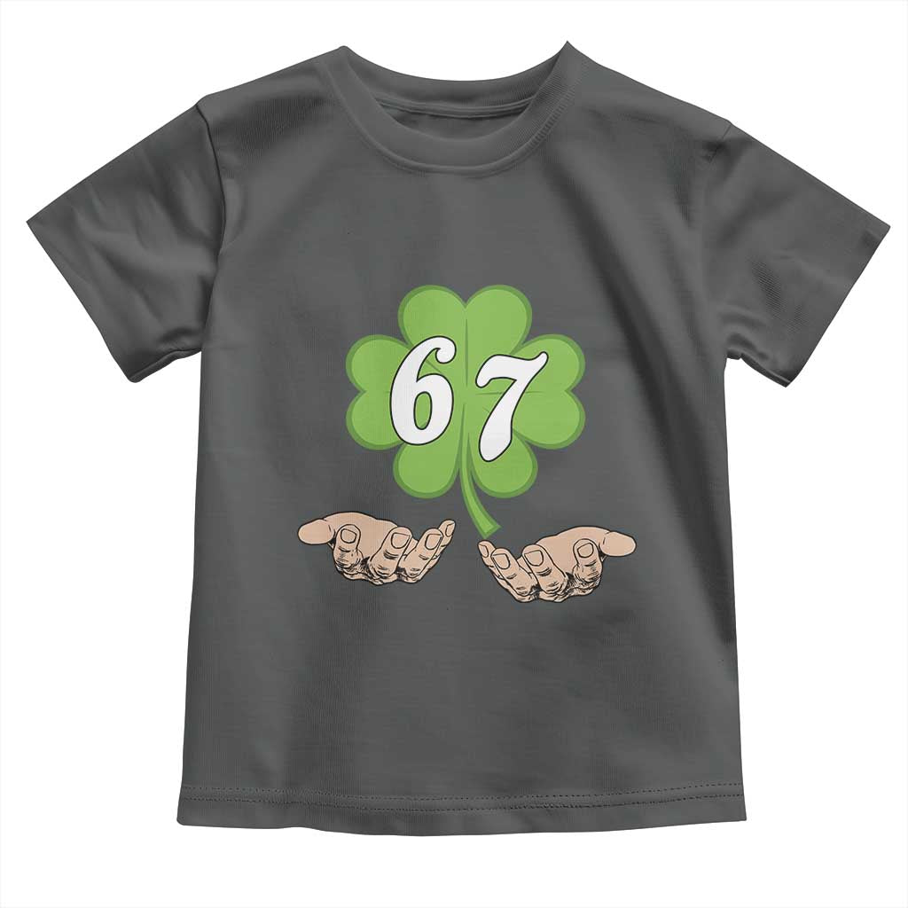 67 St Patricks Day Toddler T Shirt Six Seven Meme Shamrock Hand Gesture TS11 Dark Heather Print Your Wear