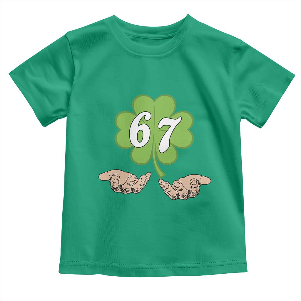 67 St Patricks Day Toddler T Shirt Six Seven Meme Shamrock Hand Gesture TS11 Irish Green Print Your Wear