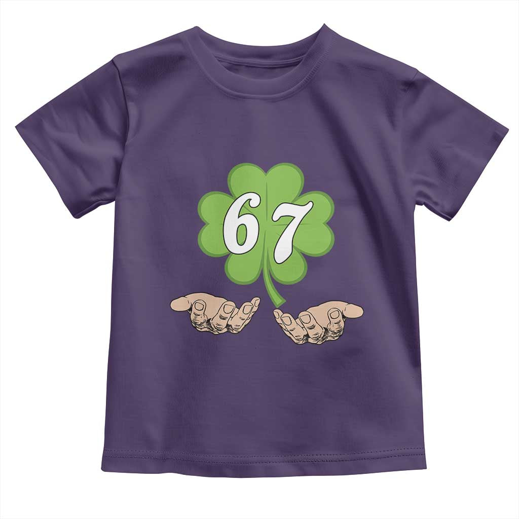 67 St Patricks Day Toddler T Shirt Six Seven Meme Shamrock Hand Gesture TS11 Purple Print Your Wear
