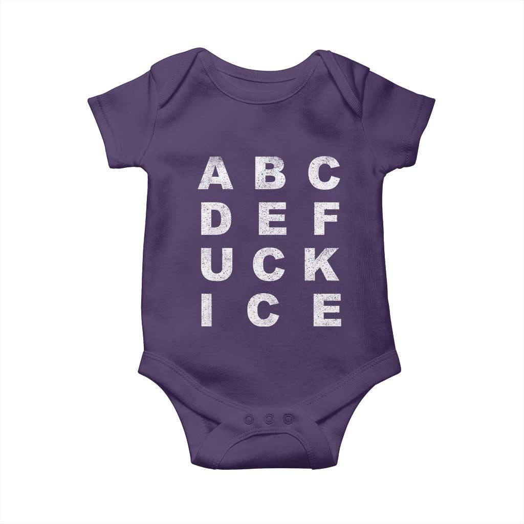 Funny Fuck Ice Protest Resistance Baby Onesie Political Alphabet Graphic TS11 Purple Print Your Wear
