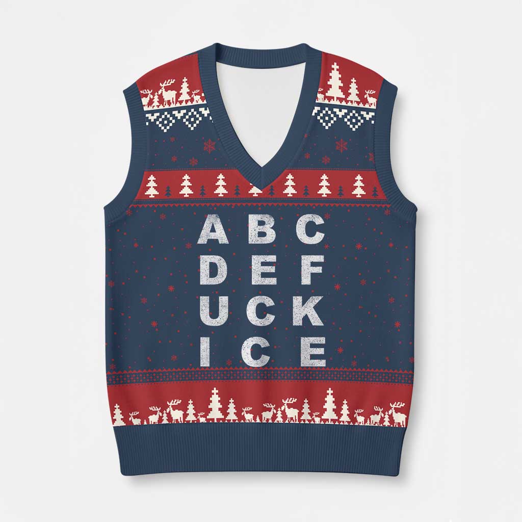 Funny Fuck Ice Protest Resistance V-Neck Knit Sweater Vest Political Alphabet Graphic TS11 Navy Red Print Your Wear